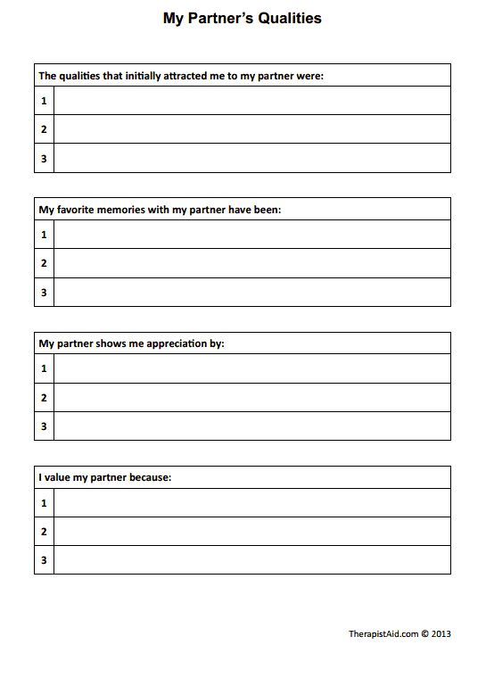 My Partner s Qualities Worksheet Therapist Aid