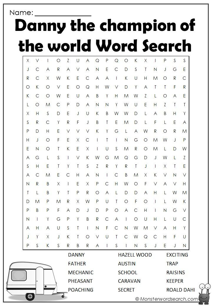 Nice Danny The Champion Of The World Word Search 