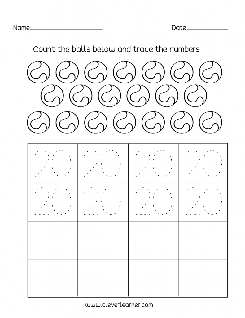 Number 20 Writing Counting And Identification Printable