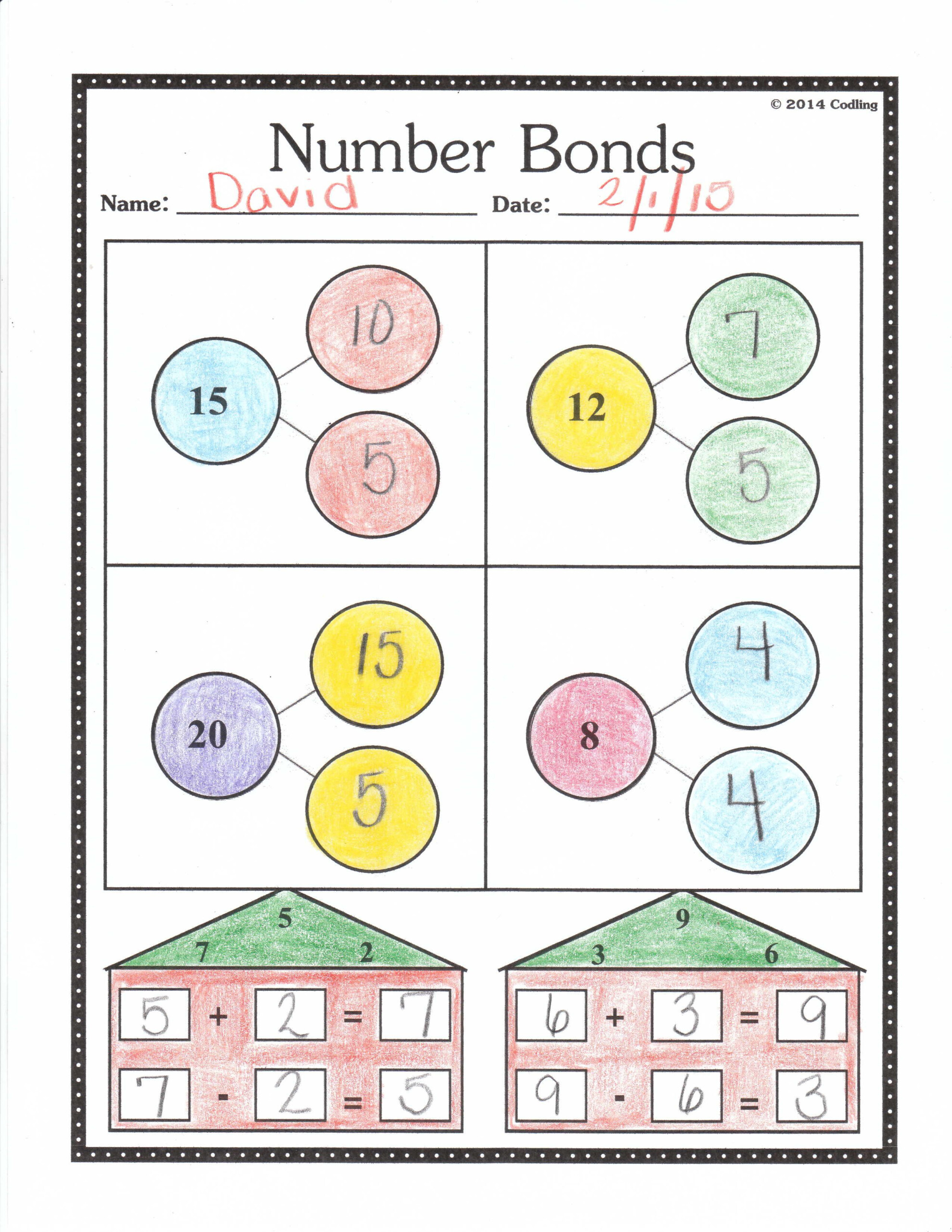 Number Bond Worksheets 1St Grade NumbersWorksheet