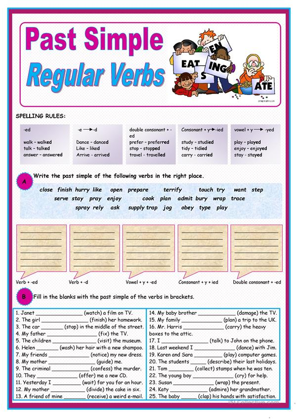 Past Simple Of Regular Verbs Worksheet Free ESL 