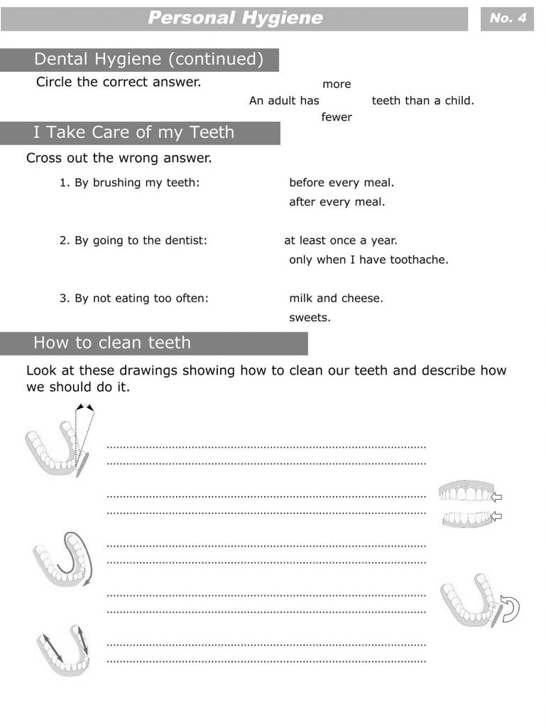 Personal Hygiene Worksheets For Kids Level 2 Personal