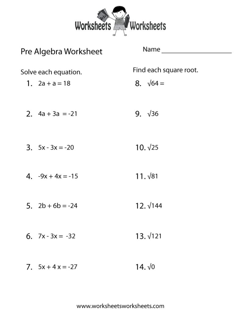 Pre Algebra Practice Worksheet Worksheets Worksheets