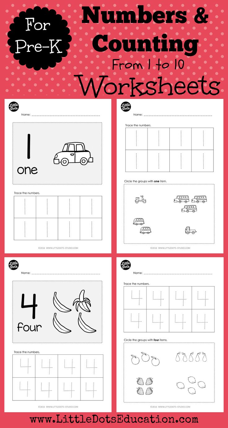 Pre K Numbers 1 To 10 Worksheets And Activities Counting 