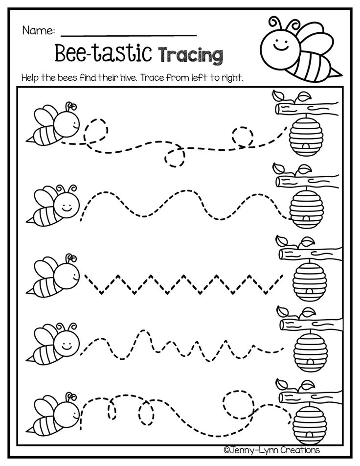 Preschool April Math Literacy Tracing Worksheets