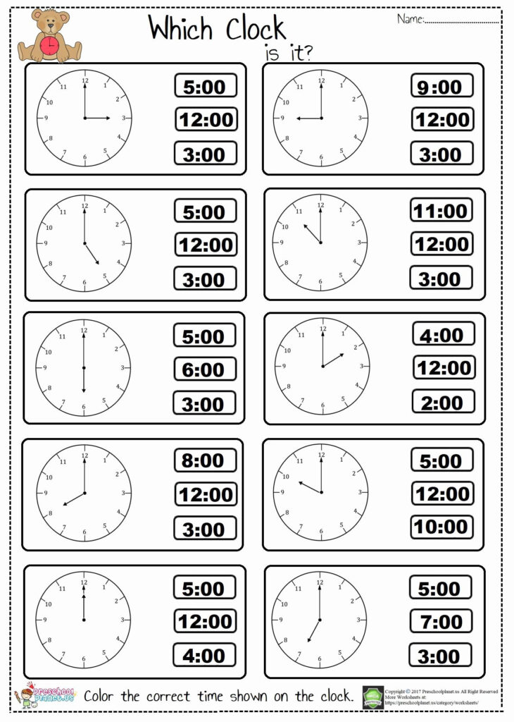 Preschool Clock Worksheet Time Worksheets Kindergarten