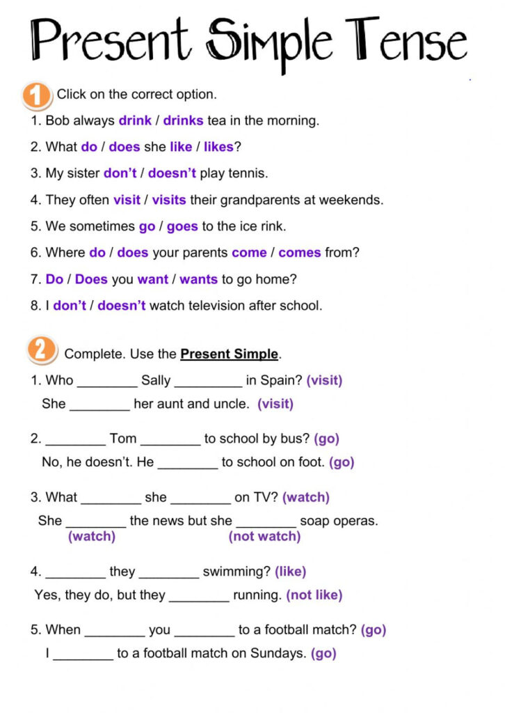 Present Simple Tense Interactive Worksheet Db Excel