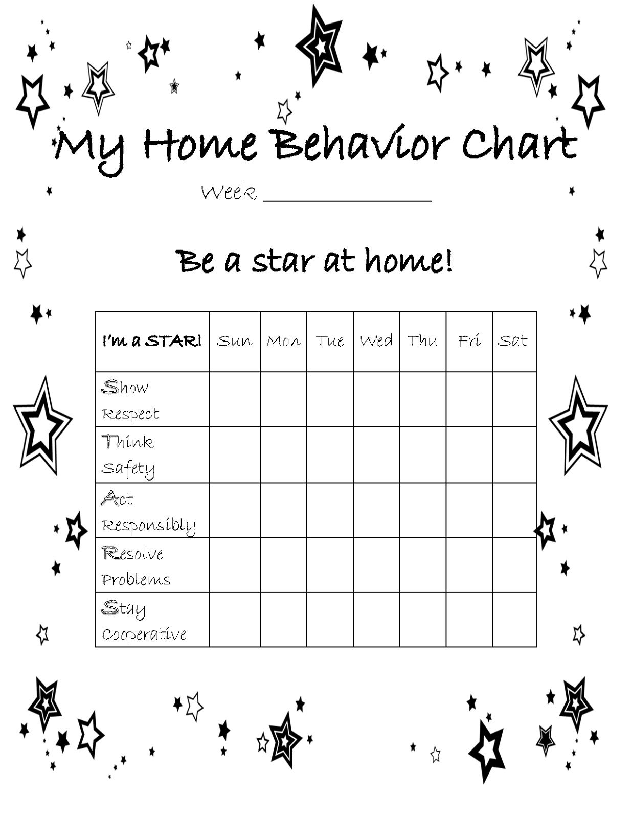 Printable Behavior Reward Chart Child Behavior Chart 