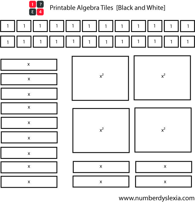 Printable Free Algebra Tiles Template With Pdf Download 