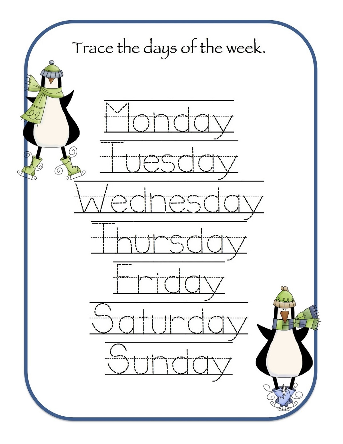 Printable Free Days Of The Week Worksheets 101 Activity