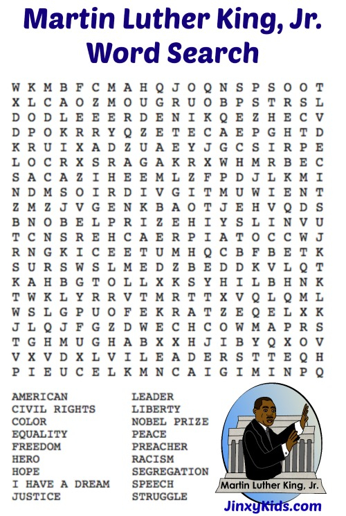 Printable Martin Luther King Jr Word Search Puzzle 