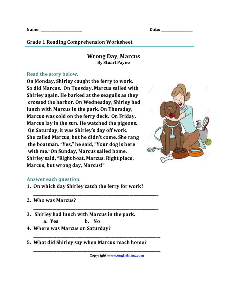 Reading Comprehension For Grade 1 With Questions Pdf