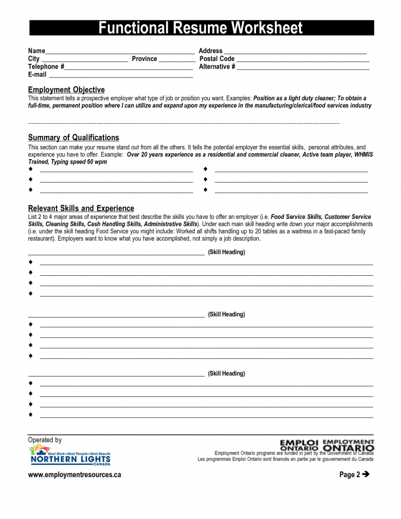Resume Worksheets For Students Db Excel