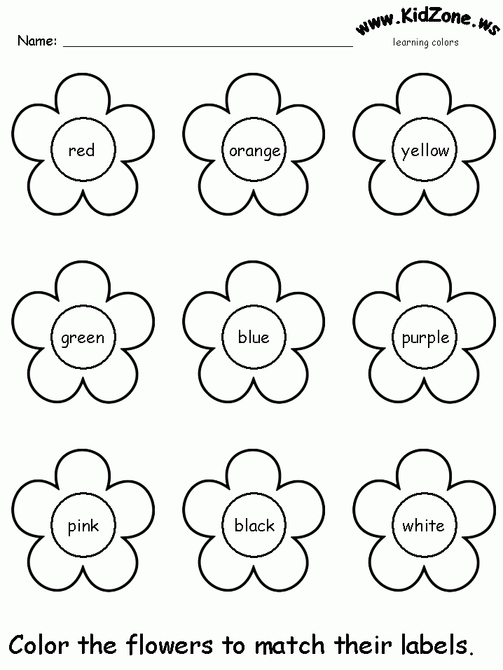 Review Flowers Color Worksheets For Preschool 