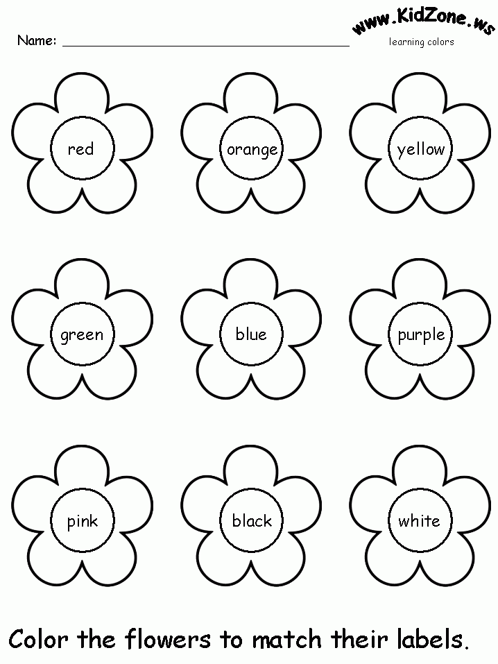 Review Flowers Color Worksheets For Preschool