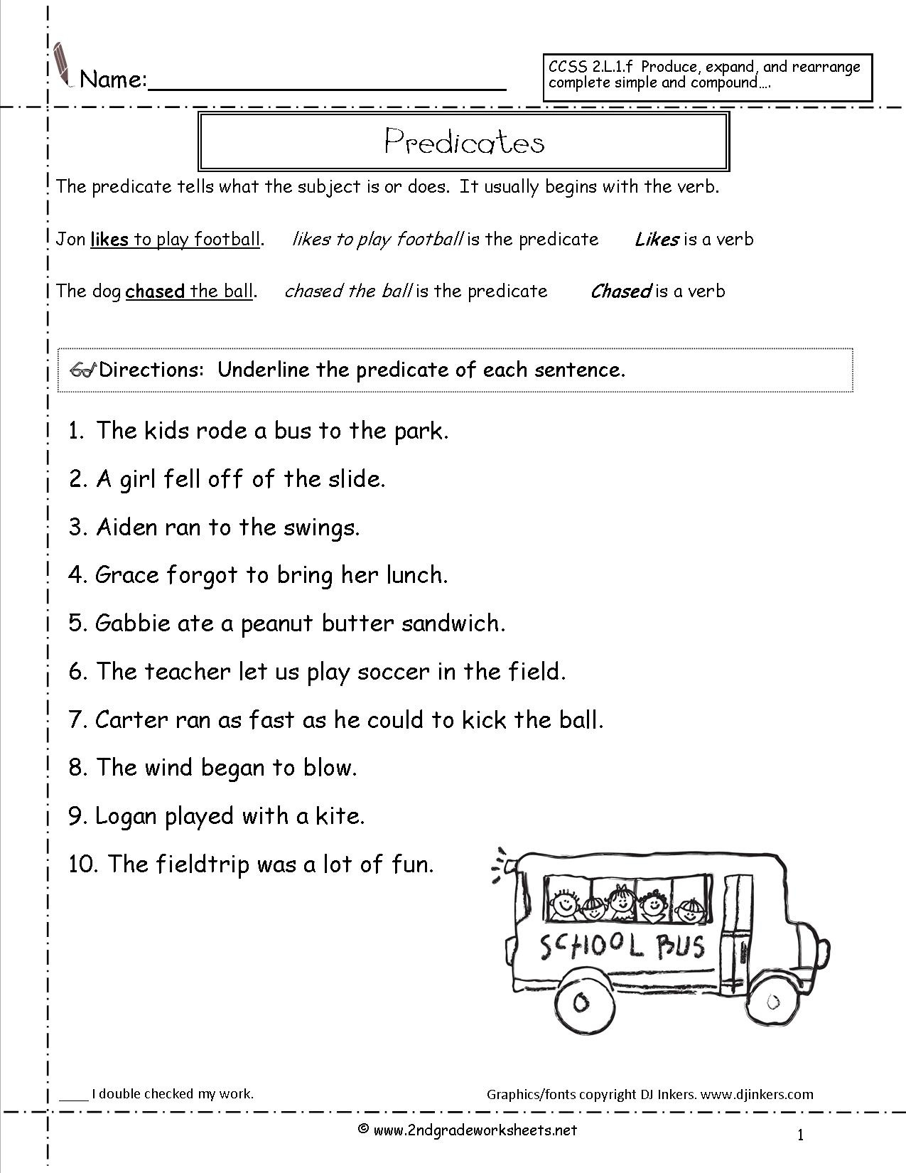 Second Grade Sentences Worksheets Ccss 2 l 1 f Worksheets 