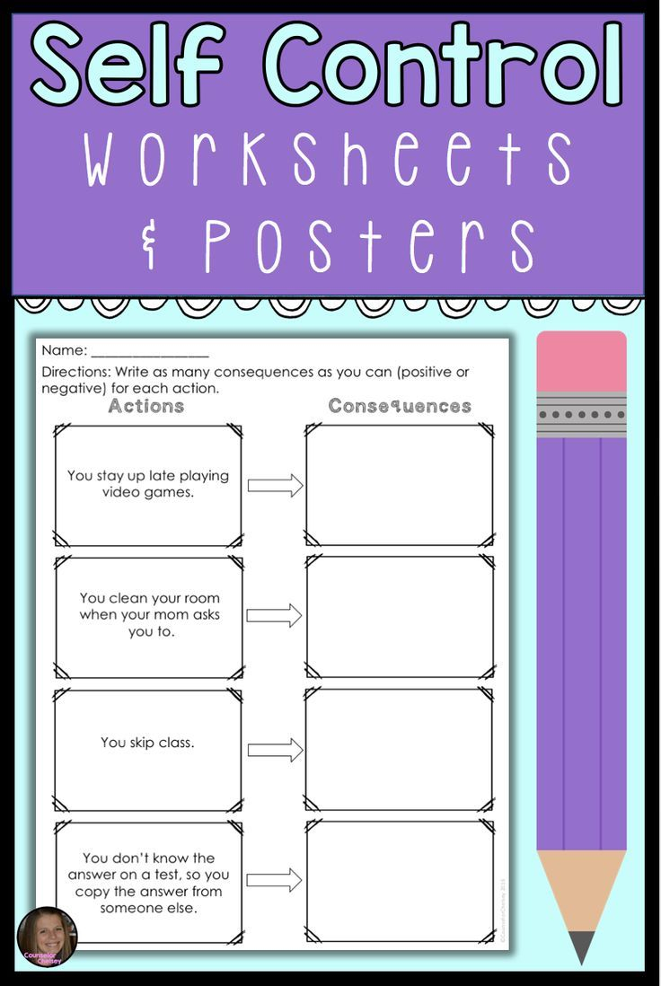 Self Control Worksheets And Posters For Impulse Control 