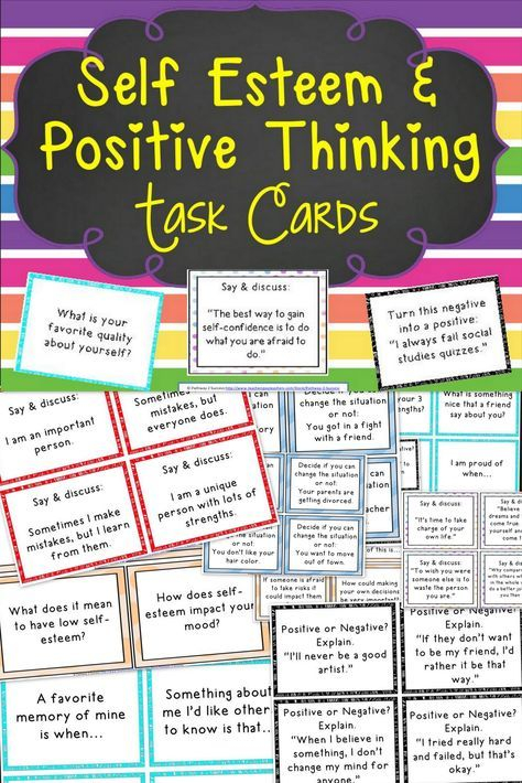 Self Esteem And Positive Thinking Task Cards Distance 