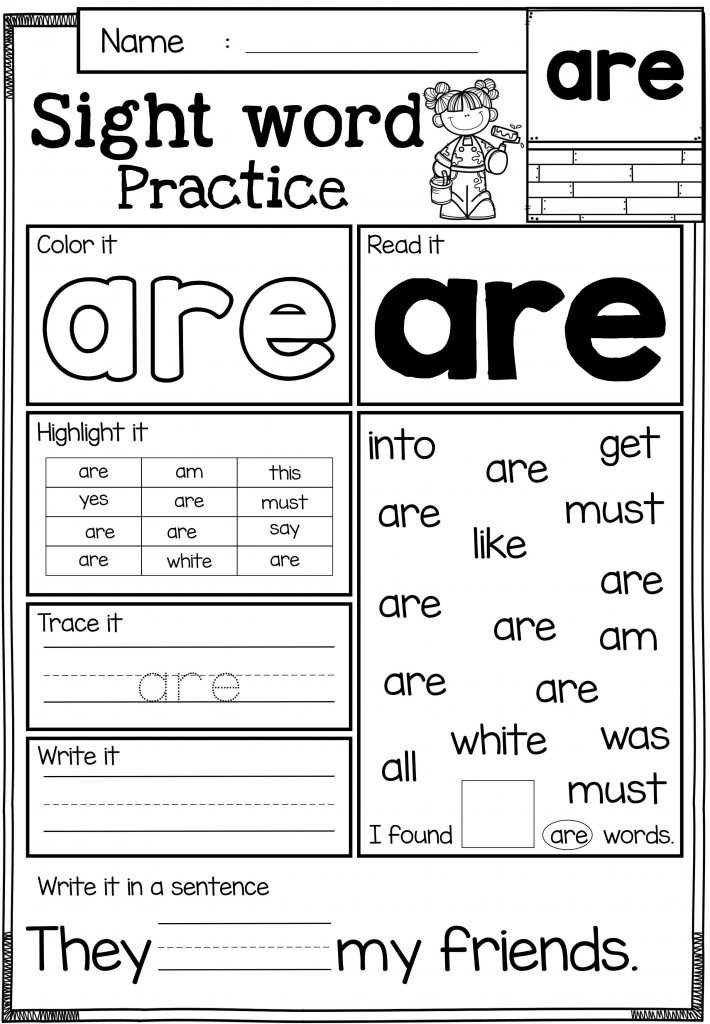Sight Word Practice Primer Kindergarten Worksheets