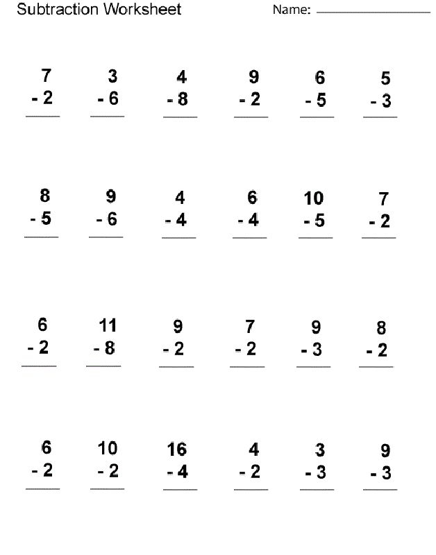 Simple Subtraction Worksheets 1st Grade First Grade Math 