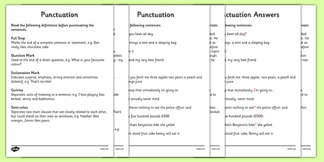 SPaG Punctuation Worksheets KS2 Grammar teacher Made