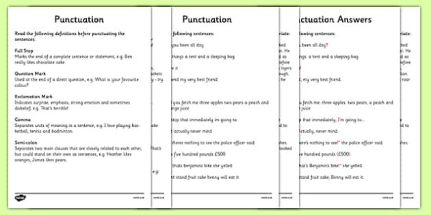 SPaG Punctuation Worksheets KS2 Grammar teacher Made 