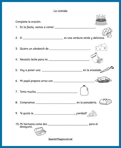 Spanish Food Vocabulary Printable Activities Spanish 