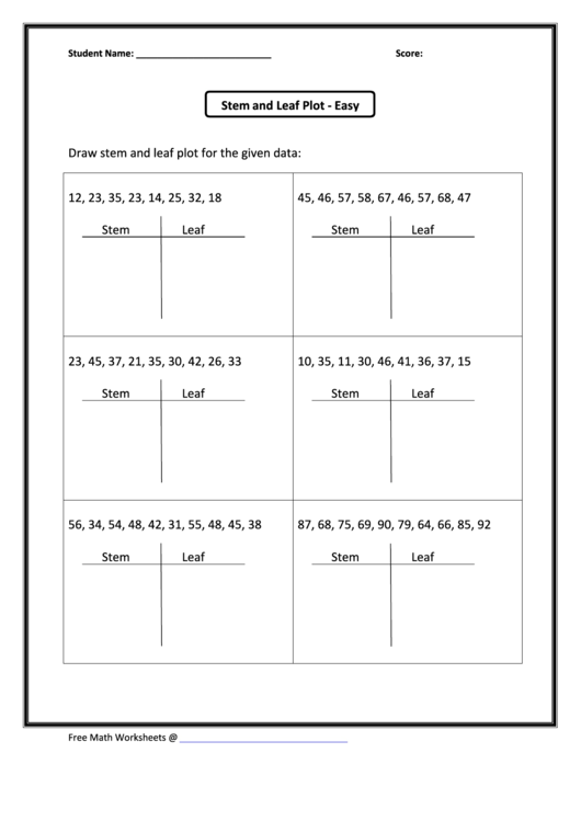 Stem And Leaf Plot Worksheet Printable Pdf Download