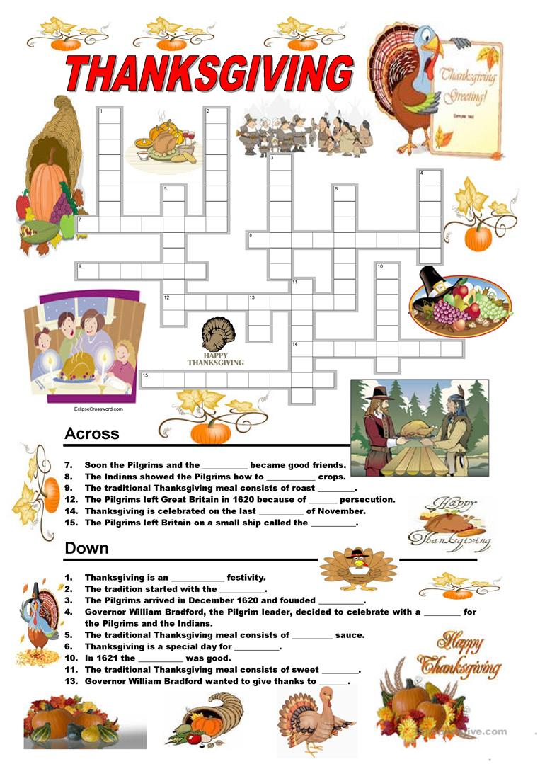 Thanksgiving Worksheet Free ESL Printable Worksheets 