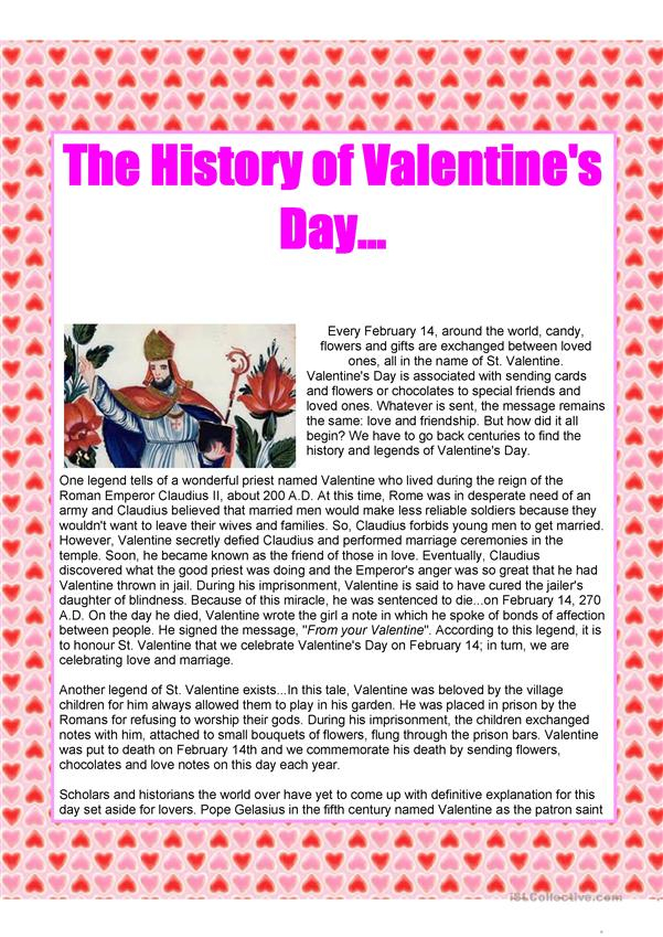 The History Of Valentine s Day Text English ESL 