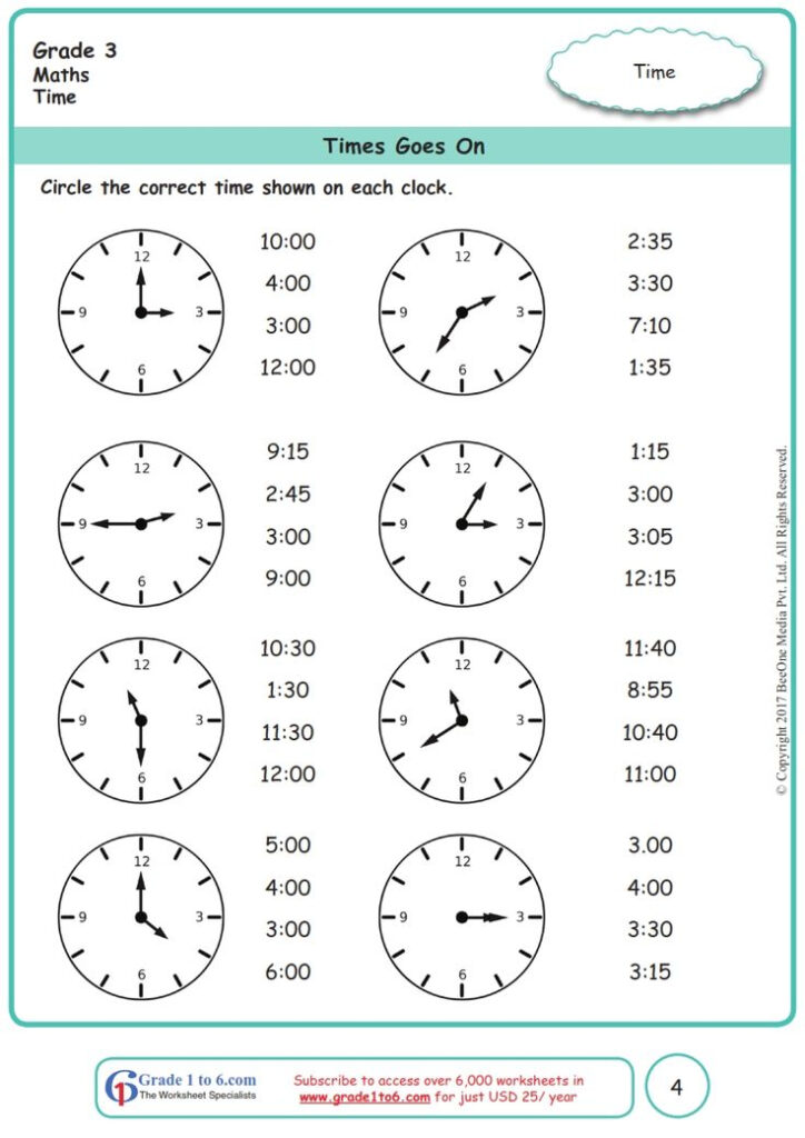 Time Grade 3 Math Worksheet In 2020 3rd Grade Math