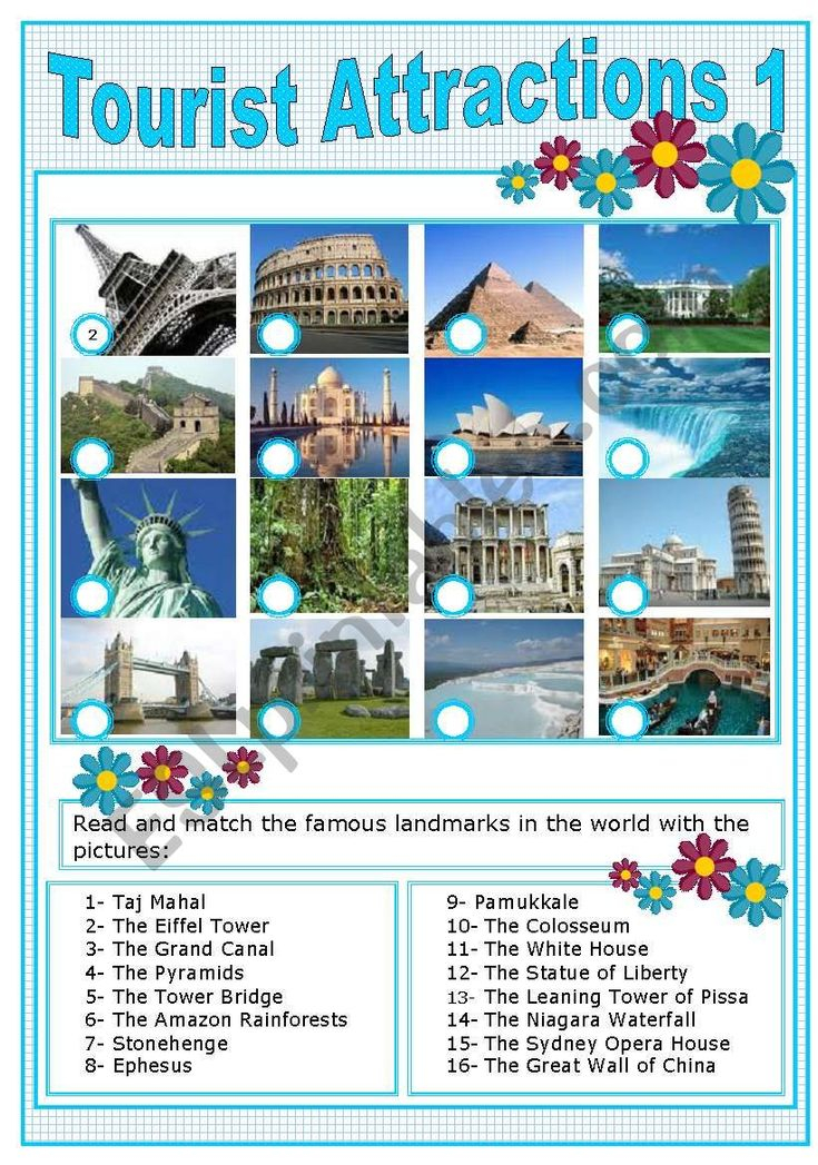 TOURIST ATTRACTIONS 1 Worksheet English For Tourism 