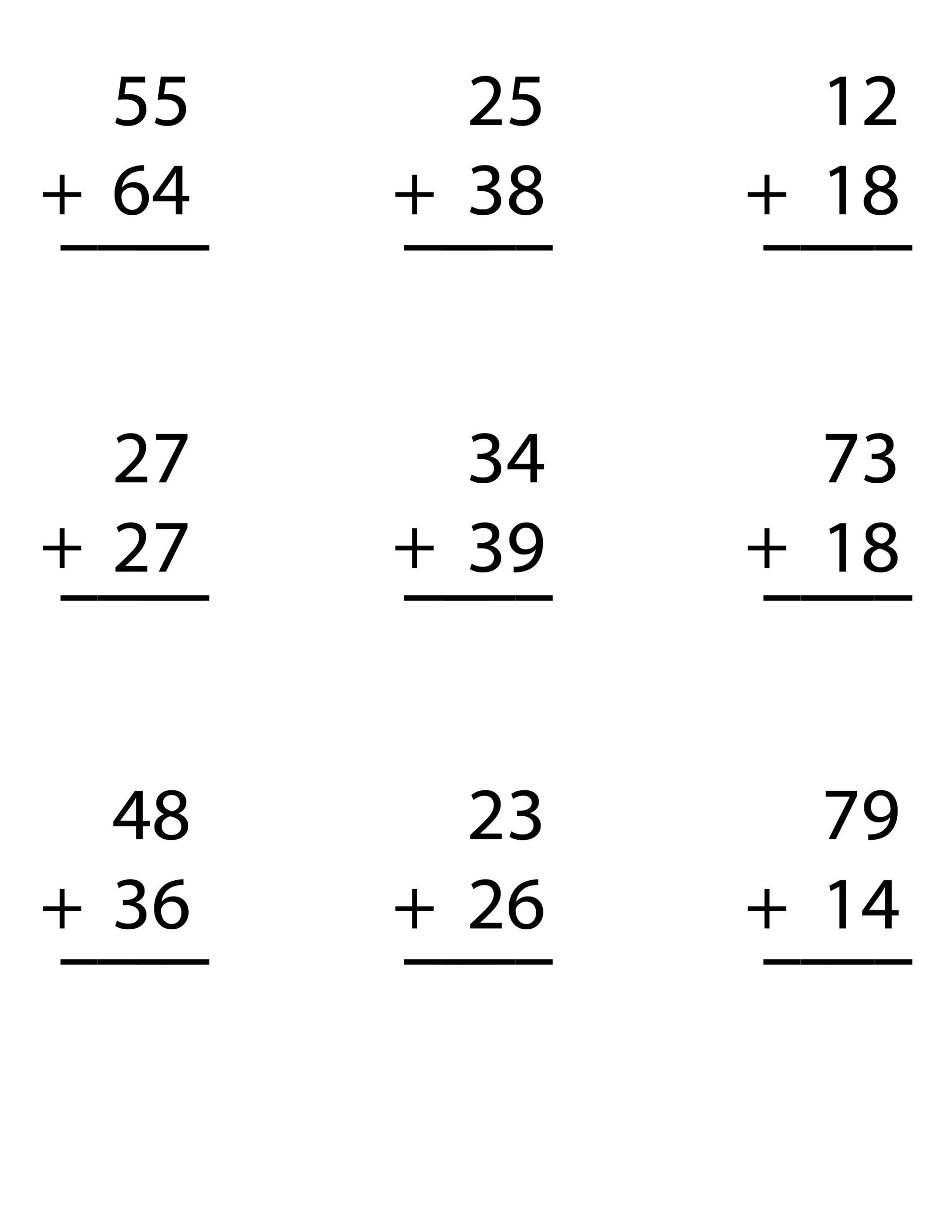 Try Our FREE Worksheet For Double Digit Addition