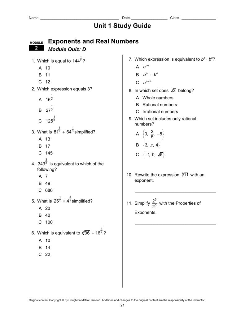 1 3 Real Numbers And The Number Line Answer Key