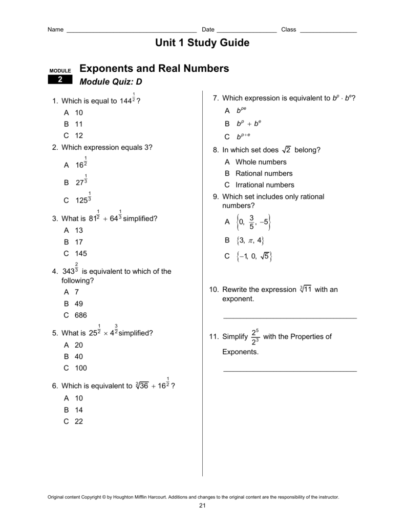 1 3 Real Numbers And The Number Line Answer Key 