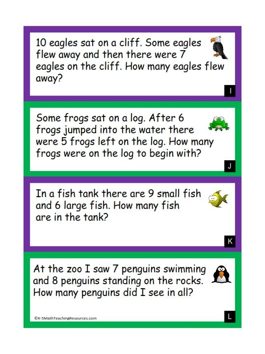 1st Grade Number Math Word Problems Subtraction Word 