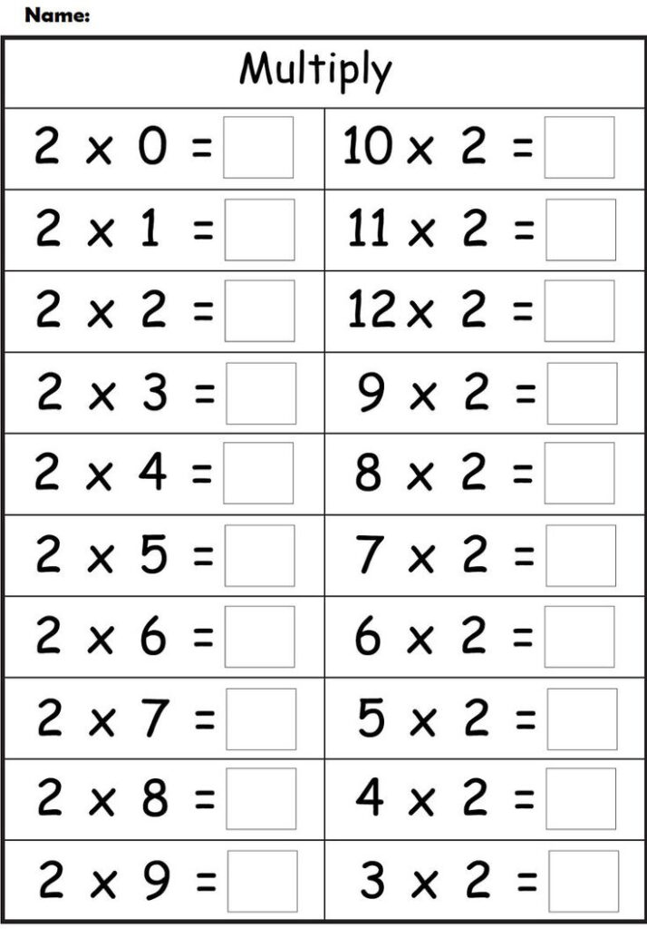 2 Times Table Worksheets To Print 2 Times Table