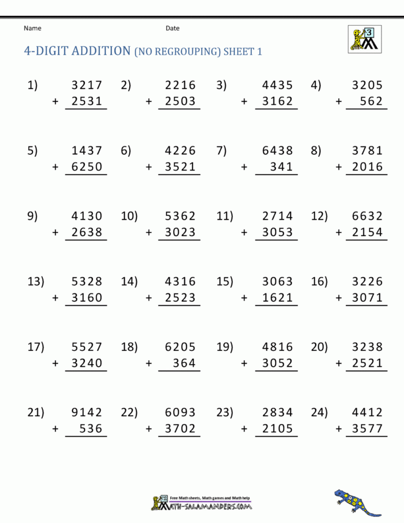 4 Digit Addition With Regrouping Worksheets Worksheet Hero
