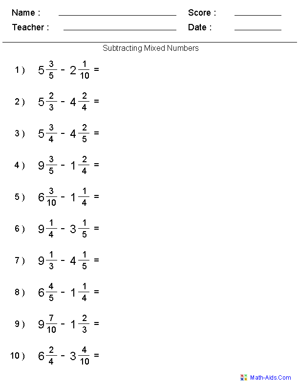 Add And Subtract Fractions With Different Denominators And