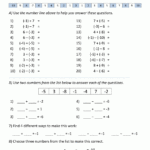 Adding And Subtracting Directed Numbers Worksheet