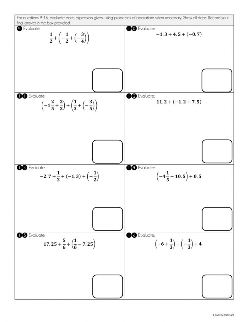 Adding And Subtracting Rational Numbers Using Properties 