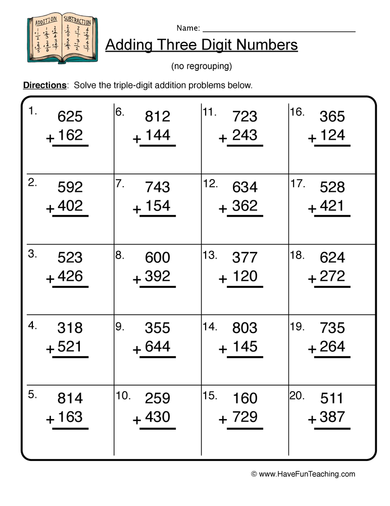 Adding Large Numbers Worksheet Have Fun Teaching