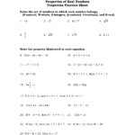 Algebra 1 Properties Of Real Numbers Worksheet Algebra
