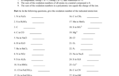 ASSIGNING OXIDATION NUMBERS WORKSHEET