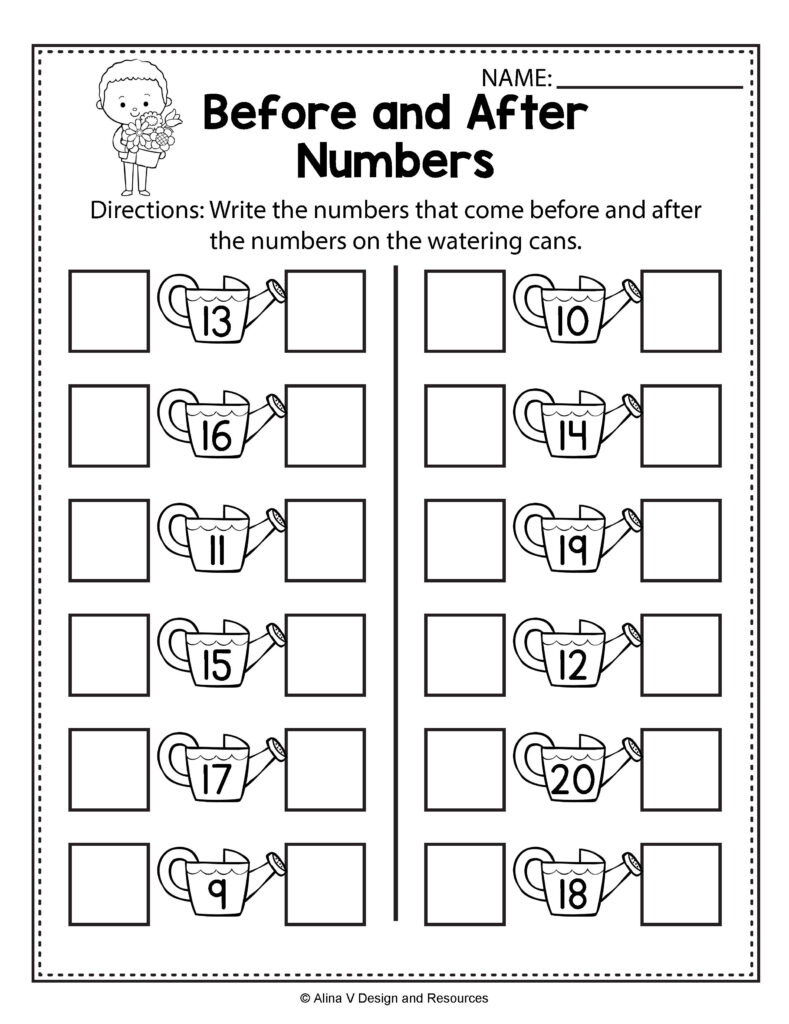 Before And After Numbers Spring Math Worksheets And