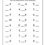 Before Between And After Number Worksheets Number
