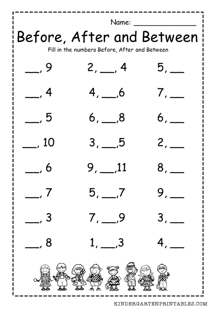 Before Between And After Number Worksheets Number 