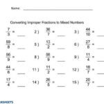 Changing Improper Fractions To Mixed Numbers Worksheet
