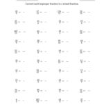 Changing Improper Fractions To Mixed Numbers Worksheet Pdf