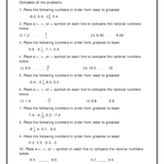 Comparing And Ordering Rational Numbers Worksheet With